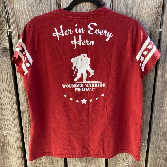 Harley-Davidson x Wounded Warrior Tops - Women's Harley Davidson x Wounded Warrior T-Shirt Red L Crew Motorcycle Biker